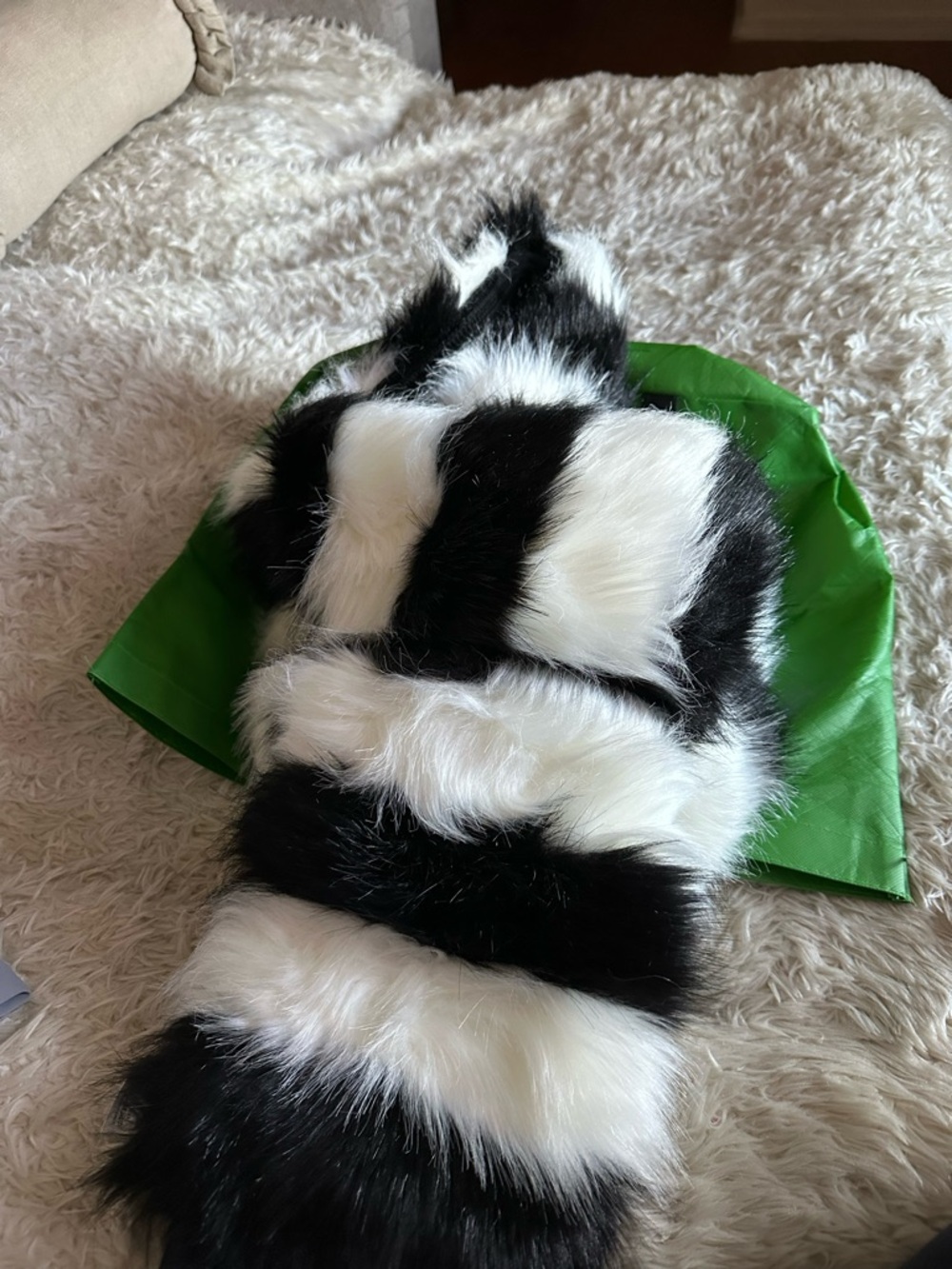 kate spade Black and White Faux Fur Scarf